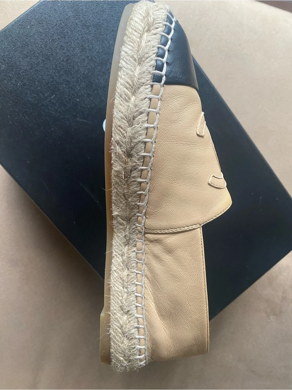 Chanel Beige with Black Toe Espadrilles